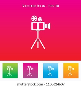 Video Camera Icon in Colored Square box. eps-10