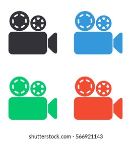 Video camera icon - colored vector  set