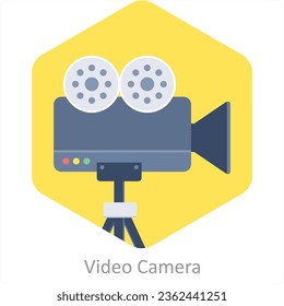 Konzept von Videokamera und Videosymbolen