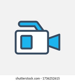 Video camera icon designed in a flat style