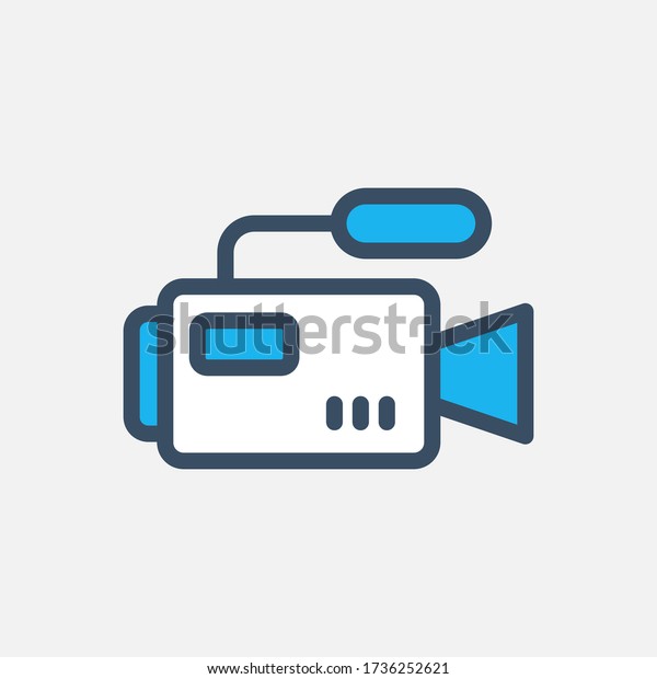 Video camera icon\
designed in a flat style
