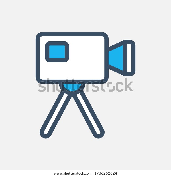 Video camera icon\
designed in a flat style