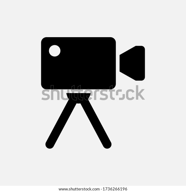 Video camera icon\
designed in a solid\
style