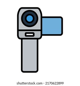 Video Camera Icon. Editable Bold Outline With Color Fill Design. Vector Illustration.