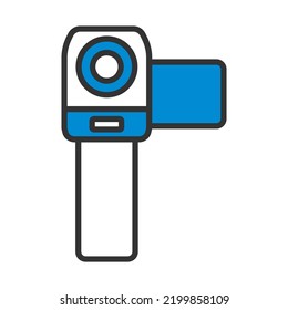 Icono de cámara de vídeo. Contorno de negrita editable con diseño de relleno de color. Ilustración vectorial.