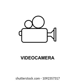 Video camera icon. Element of simple web icon with name for mobile concept and web apps. Thin line Video camera icon can be used for web and mobile on white background