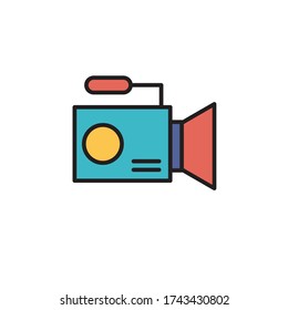 video camera icon filled outline vector color design. isolated on white background