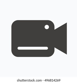 Video camera icon. Film recording cam symbol. Security monitoring. Gray flat web icon on white background. Vector