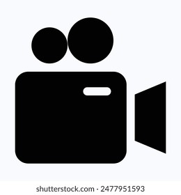 Video Camera Icon, Filming And Videography Camera, Isolated Silhouette Vector Icon.