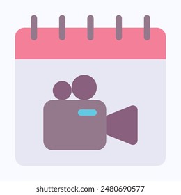 Video Camera Icon, Filming And Videography Camera, Flat Style Isolated Vector Icon.
