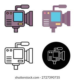 Video Icono de la cámara, filmación y Vector de la cámara de la videografía, conveniente para los App móviles, los App del Web y los medios impresos. Múltiples iconos de estilo, 