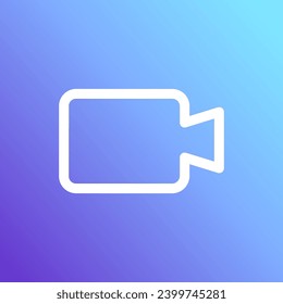 Icono de cámara de vídeo. Cámara de vídeo plana, azul, aislada, icono de cámara de vídeo para el diseño. Icono de vector