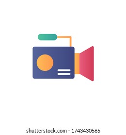 video camera icon flat design vector color design. isolated on white background