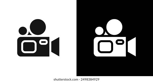 Video camera icon flat line symbol set.