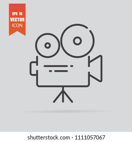 Video camera icon in flat style isolated on grey background. For your design, logo. Vector illustration.