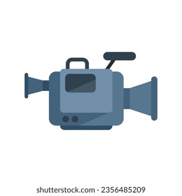 Video camera icon flat vector. Press tv. Crew report isolated