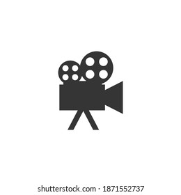 Video Camera Icon Isolated on Black and White Vector Graphic