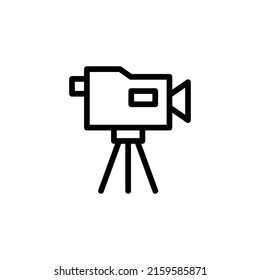 Video Camera Icon. Line Art Style Design Isolated On White Background