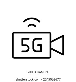 icono de la cámara de vídeo. Diseño De Estilo De Arte De Línea Aislado En Fondo Blanco