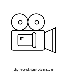 Videokamerasymbol, Linienform, Vektorgrafik der Videokamera.