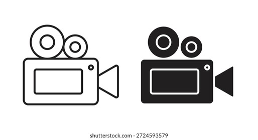 Video camera icon with line and silhouette versions.