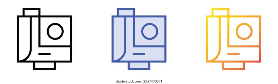 video camera icon. Linear, Blue Fill and Gradient Style Design Isolated On White Background