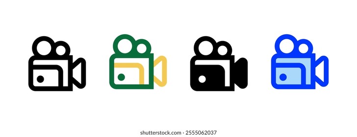 Video Camera Icon. linear style sign for mobile concept and web design. Outline vector icon. Symbol, logo illustration. Vector