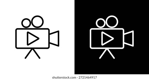 Video camera icon logo concept in strokes