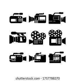 icono de cámara de vídeo o logotipo símbolo de señas aislado ilustración vectorial - Colección de iconos vectoriales de estilo negro de alta calidad
