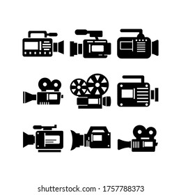 icono de cámara de vídeo o logotipo símbolo de señas aislado ilustración vectorial - Colección de iconos vectoriales de estilo negro de alta calidad
