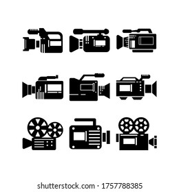 icono de cámara de vídeo o logotipo símbolo de señas aislado ilustración vectorial - Colección de iconos vectoriales de estilo negro de alta calidad
