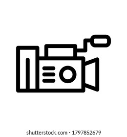 Videokamera-Symbol oder Logo einzeln auf Zeichensymbolen Vektorgrafik - hochwertige Vektorgrafiken im schwarzen Stil
