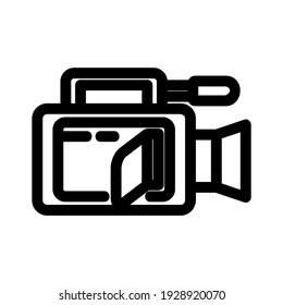 Symbol oder Logo einer Videokamera einzeln auf Zeichensymbolen, Vektorgrafik - hochwertige Vektorsymbole in schwarzem Stil
