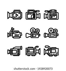 icono de cámara de vídeo o logotipo símbolo de señas aislado ilustración vectorial - Colección de iconos vectoriales de estilo negro de alta calidad

