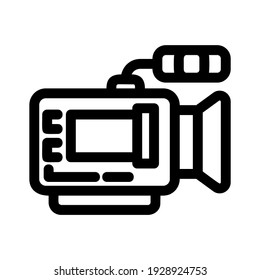 Symbol oder Logo einer Videokamera einzeln auf Zeichensymbolen, Vektorgrafik - hochwertige Vektorsymbole in schwarzem Stil
