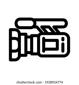 Symbol oder Logo einer Videokamera einzeln auf Zeichensymbolen, Vektorgrafik - hochwertige Vektorsymbole in schwarzem Stil
