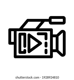 icono de cámara de vídeo o logotipo símbolo de señalización aislado ilustración vectorial - iconos vectoriales de estilo negro de alta calidad
