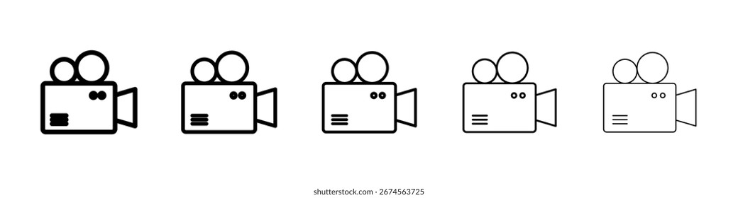 Video camera icon logo in stroke lines collection