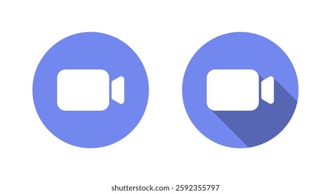 Video camera icon with long shadow. Social media call sign symbol