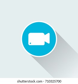 Video camera icon with long shadow