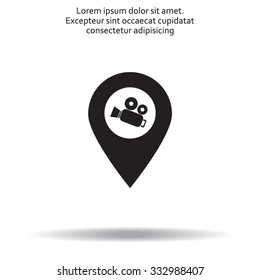video camera icon map pin 