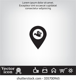 video camera icon map pin 