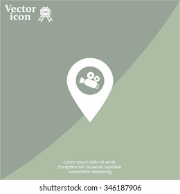 video camera icon map pin 