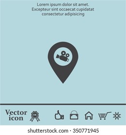 video camera icon map pin 