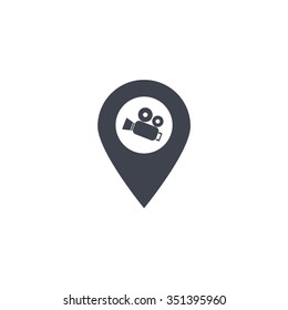 video camera icon map pin 