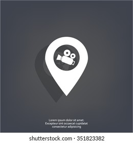 video camera icon map pin 