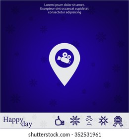 video camera icon map pin 
