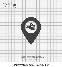 video camera icon map pin 