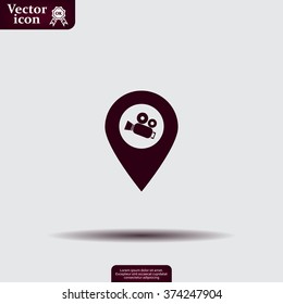 video camera icon map pin 