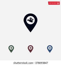 video camera icon map pin 